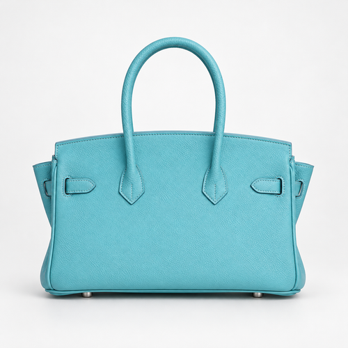 Sac à main Aurum taupe en cuir grainé, vue de dos