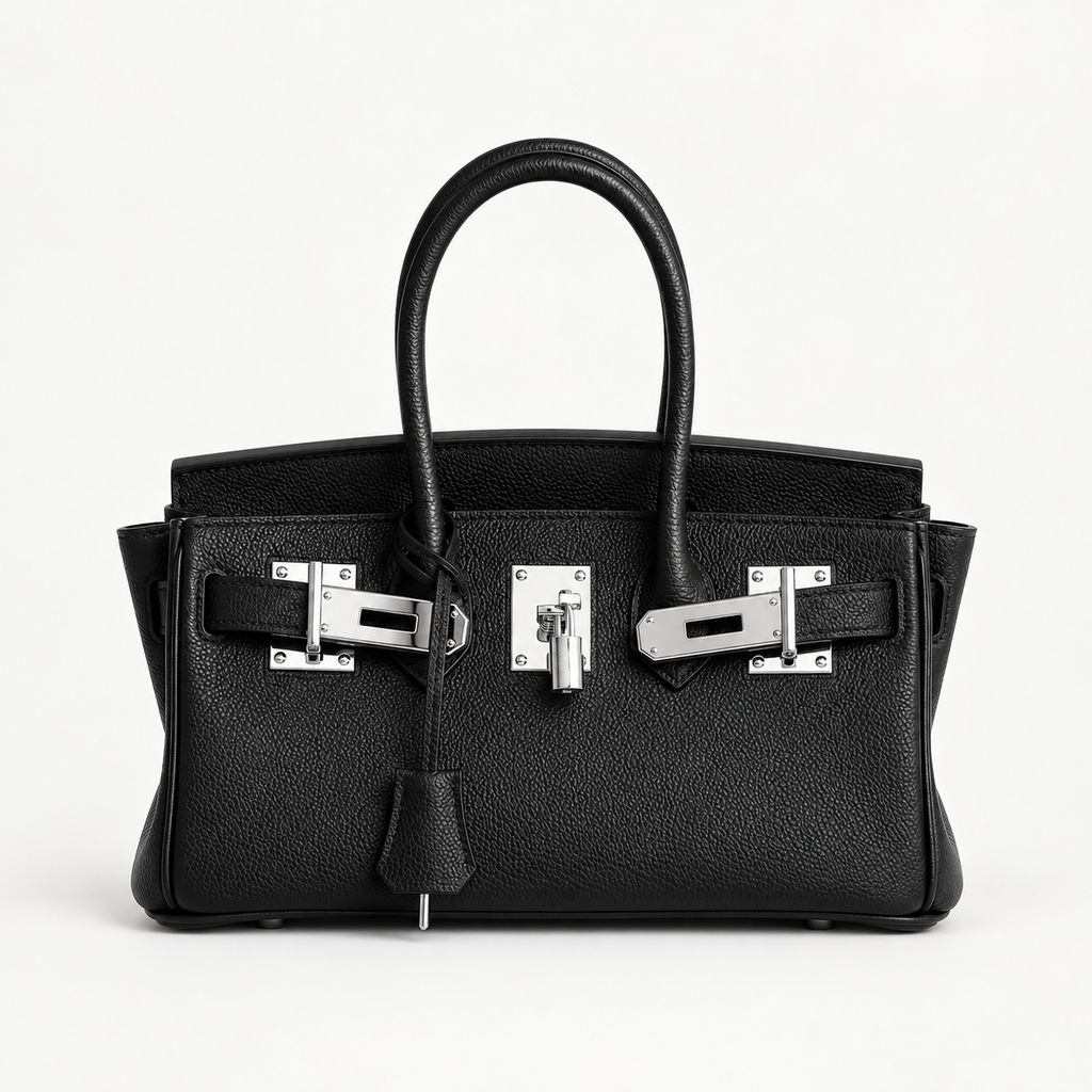 Sac à main Aurum noir en cuir grainé – vue de face