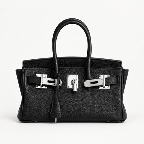 Sac à main Aurum noir en cuir grainé – vue de face