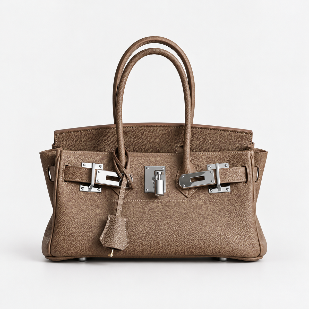 Sac à main Aurum taupe en cuir grainé – vue de face