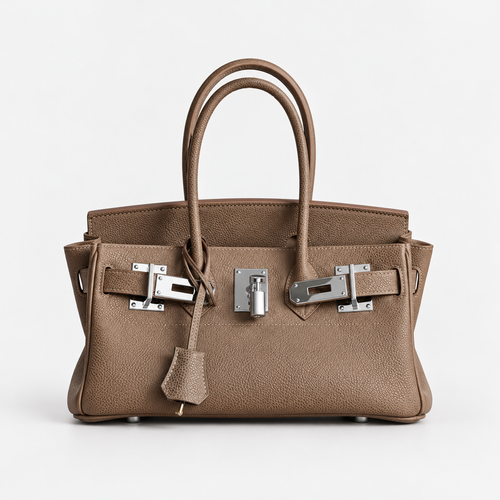 Sac à main Aurum taupe en cuir grainé – vue de face